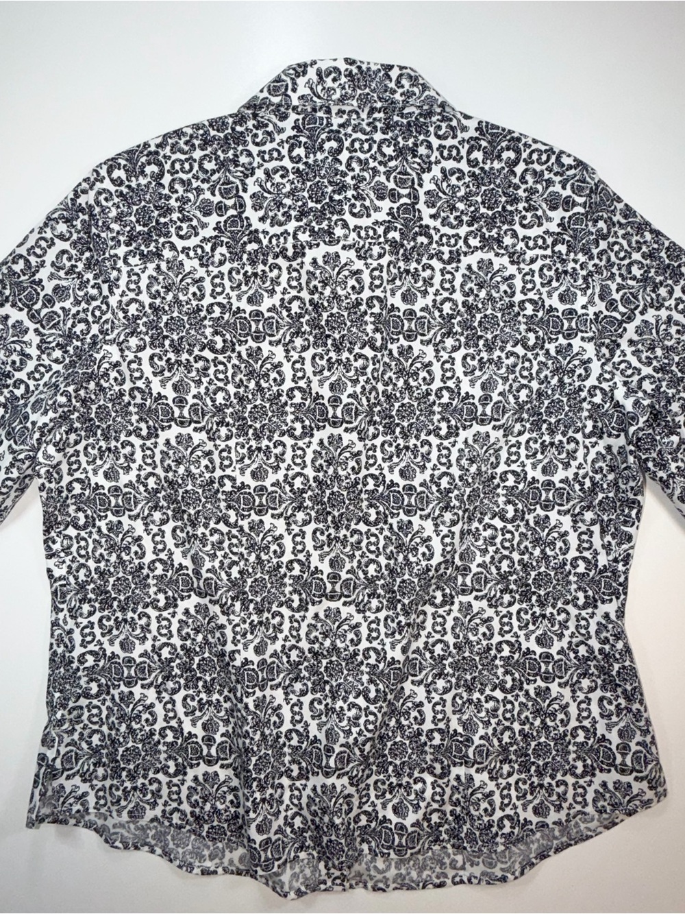 Chico's NO IRON Shirt Top Black White Button Up Long Sleeve Sz 2 L 12 NWT $85 - Picture 10 of 12